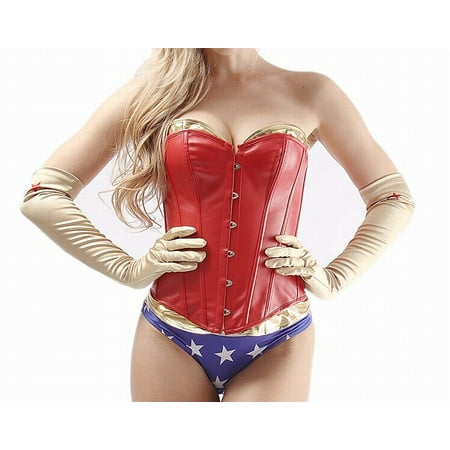 Blue Costume Complete Outfit Wonder Woman Satin XL