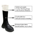 thumbnail image 2 of Women's Knee High Platform Boots Chunky Heel Round Toe Slip Resistant Fashion Winter Leather Boots, 2 of 7