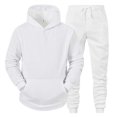 thumbnail image 5 of 2Pcs/Set Long Sleeve Elastic Waist Mid-rise Thickened Sportswear Set Men Winter Solid Color Pockets, 5 of 5