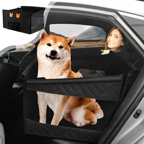 RoamHome Heavy-Duty Dog Car Seat Cover with Mesh Basket, Waterproof Pet Mat for Rear Seat Protection, 56x56x40cm