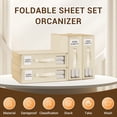 thumbnail image 3 of SPORTS JOY 4Pack Bed Sheet Organizer and Storage,Foldable Linen Closet Organizer and Storage with Window,Sheet Storage Organizer for Bedsheets,Blankets and Towel,Duvet Covers (Beige), 3 of 7