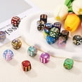 thumbnail image 4 of 10 Pack 6 Sided Standard Dice, 2 Colors Acrylic D6 Mini Polyhedral Pearl Pattern Game Dice Set for Table Games or Math Learning, Green and Pink/White Point, 4 of 6