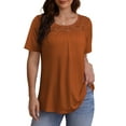 thumbnail image 2 of VERABENDI Women's Plus Size Tops Summer Short Sleeve Lady Tunic Shirts Lace Splicing Blouses,M-4XL, 2 of 8
