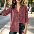 thumbnail image 4 of Smupbvky Corduroy Tops for Girl Collared Button up Shirts with Front Pocket Fall Long Sleeve Dressy Casual Blouses (10-11 Years, Pink), 4 of 9