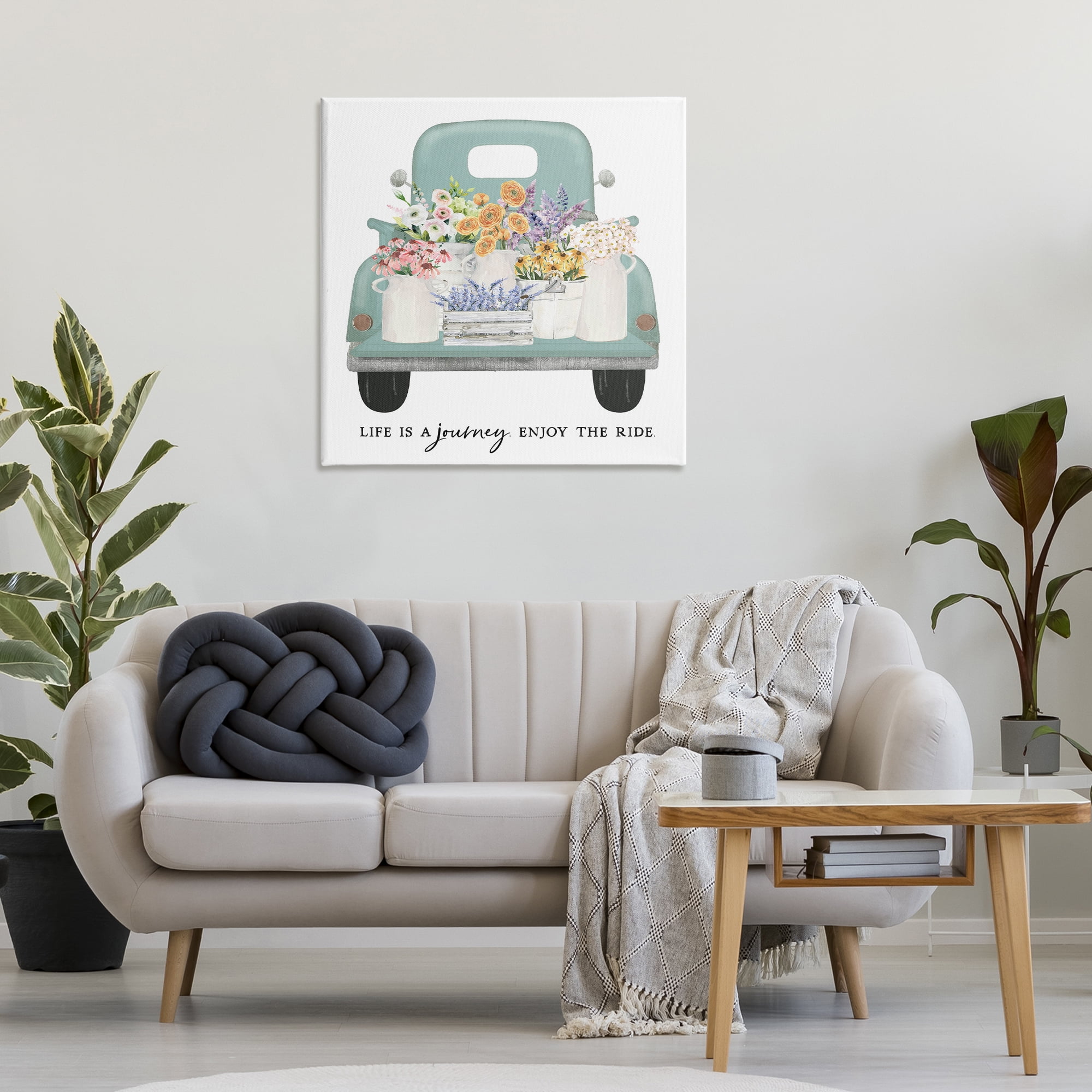 Enjoy Ride Floral Truck Canvas Wall Art, design by Lettered and Lined