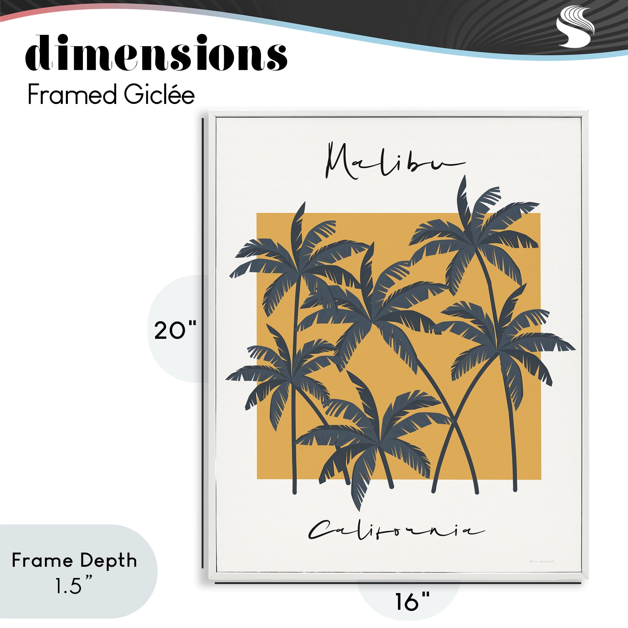 Stupell Industries Malibu Retro Vibe White Framed Giclee Art, design by Omar Escalante