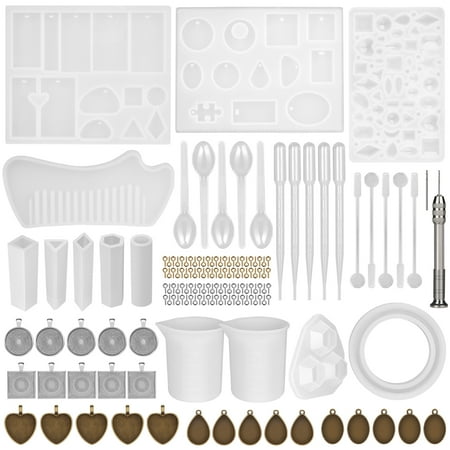 Fixm Silicone Resin Casting Molds Kit,DIY Keychain Jewelry Pendant Making Tool Epoxy Transparent Mould