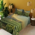 thumbnail image 2 of Ambesonne Winery Fitted & Top Sheet Set with Shams, France Sunset Vineyard, Green Yellow Grey, 2 of 5