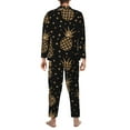 thumbnail image 5 of Kll Gold Glitter Pineapples Sleepwear Mens Flannel Pajamas,Long Cotton Pj Set, 5 of 9