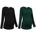 thumbnail image 6 of Maternity Shirt Side Button and Ruched Maternity Tunic Tops Maternity Short Sleeve T-Shirts (M,Black&amp;BW), 6 of 9