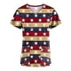 thumbnail image 1 of Día de la Independencia de las mujeres con cuello en V Casual manga corta bolsillos impresos señoras Tops blusa uniforme Pompotops hkajfhjk465358, 1 of 4