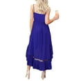 thumbnail image 4 of Franhais Women's Summer Long Sling Dress Solid Color Deep V Neck Irregular Ruffle Hem Dress, 4 of 8
