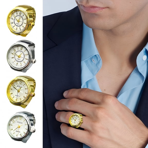 DESIGNICE Ring Watches Men Women Elastic Finger Watches Clear Round Dial Quartz Ring Watches for Valentine's Day Style B