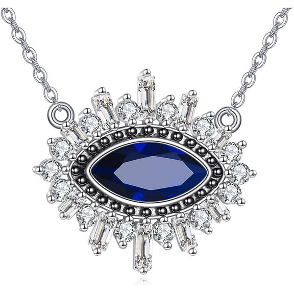 THOYAS Evil Eye Pendant Necklace 925 Sterling Silver Greek Protection Jewelry Lucky Necklace for Women Mom