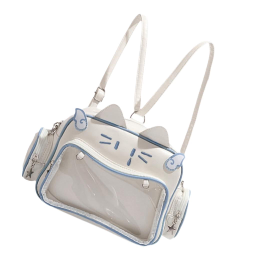Wxqbjtam Cat Ita Bag DIY Cute Adjustable Strap Tote Bag PU Leather Women Shoulder Bag for Blue