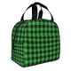 thumbnail image 2 of Easygdp Buffalo Plaid Green Black Bolsa Térmica Premium - Tela Oxford Impermeable, Gran Capacidad, Bolsillo Frontal, Unisex para Trabajo, Escuela, Actividades al Aire Libre y Picnics, 2 of 8