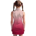 thumbnail image 4 of Girls Gradient Sleeveless Quarter Zip Athletic Dress, Kids Stand Collar A-Line Sport Dress, Breathable Tennis Golf Activewear for Summer(Red,14-15 Years), 4 of 5