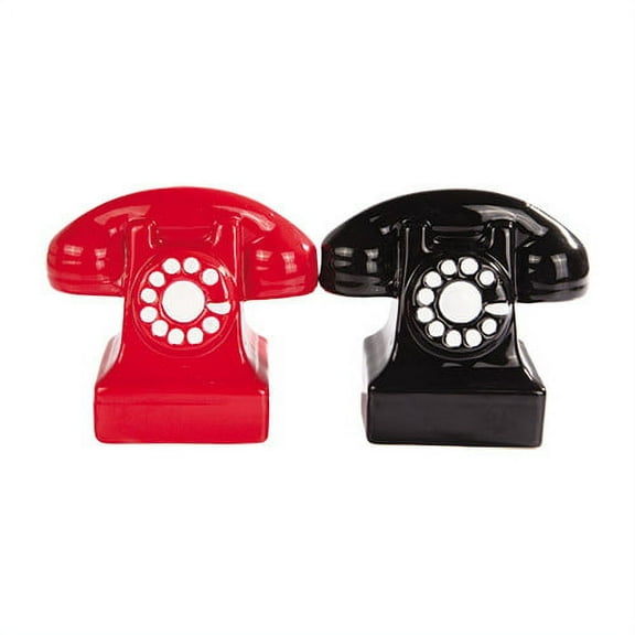 Attractives Magnetic Ceramic Salt Pepper Shakers Retro Phones Old Fashioned