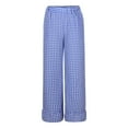 thumbnail image 3 of Felirenzacia Women's Plaid Comfy Cotton Pajama Pants, Loose Lightweight Tartan Elastic Waist Checkered Lounge Wear Pants, Blue,L, 3 of 7