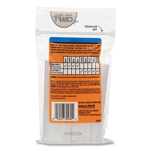 Mini Hot Glue Sticks, 0.27" dia x 4", Dries Clear, 30/Pack | Bundle of 5 Packs
