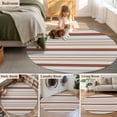 thumbnail image 5 of Round Area Rug 4 Ft, Beige Khaki Striped Washable Non-Slip Circle Carpet for Living Room/Bedroom, Farmhouse Stripes Modern Abstract Art Low-Profile Crawling Mats Collection Rugs for Indoor, 5 of 8