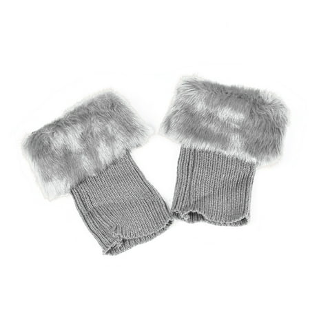 

SANWOOD Leg Warmers Women Solid Color Faux Fur Crochet Knit Leg Warmers Cuffs Toppers Boot Socks