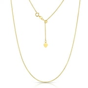 GLAD GOLD 10K Fine Gold Adjustable Wheat Chain Necklace with Lobster Clasp, 24 Inch