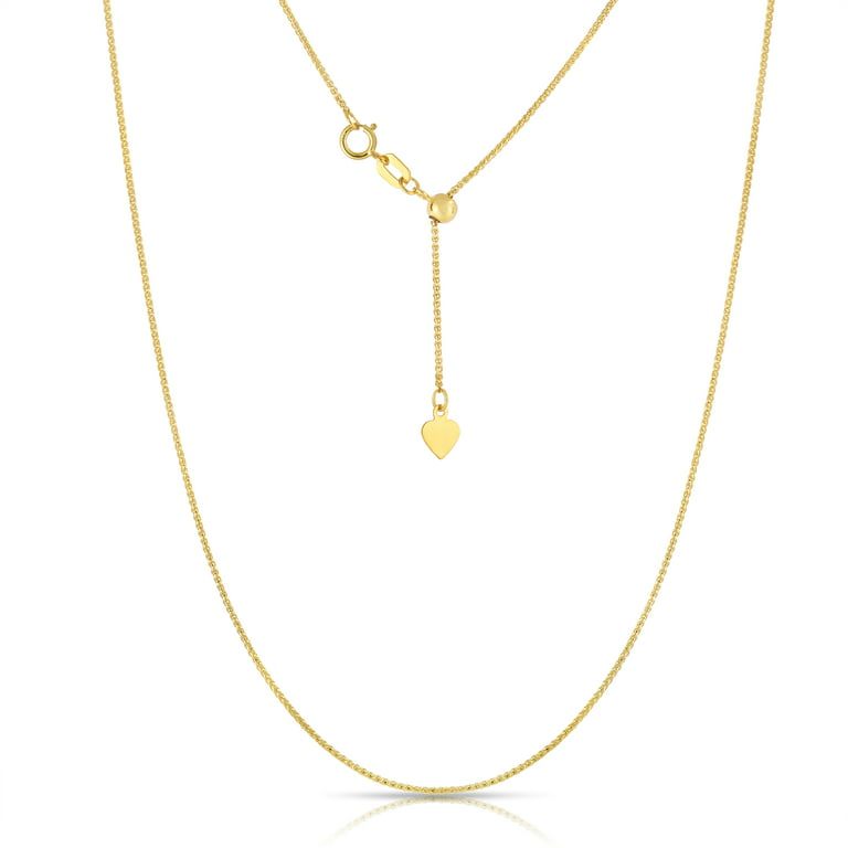 Necklace Gold with Fine Chain Clasp, Inch Adjustable Lobster Wheat 10K 24