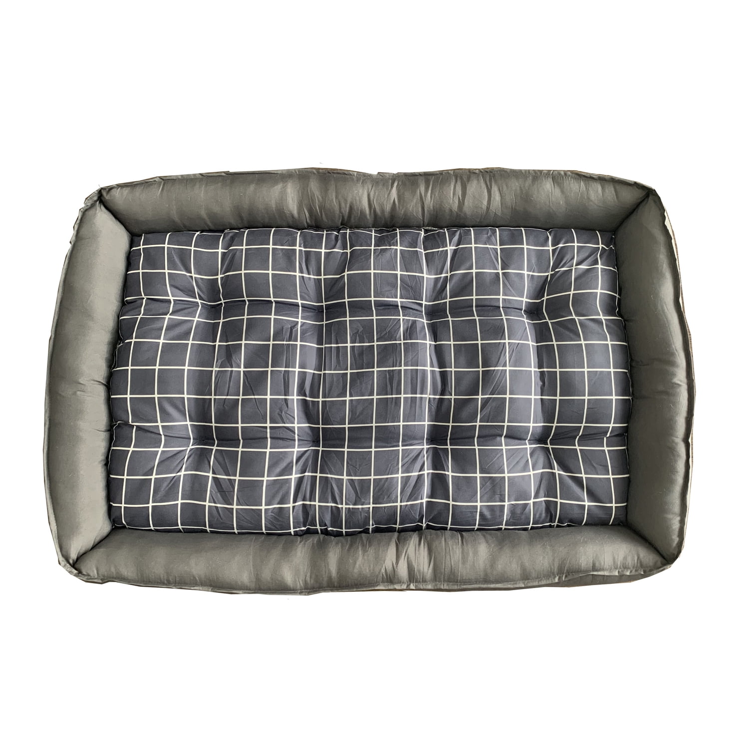 D-Art Collection Grey Checker Dog Bed XL