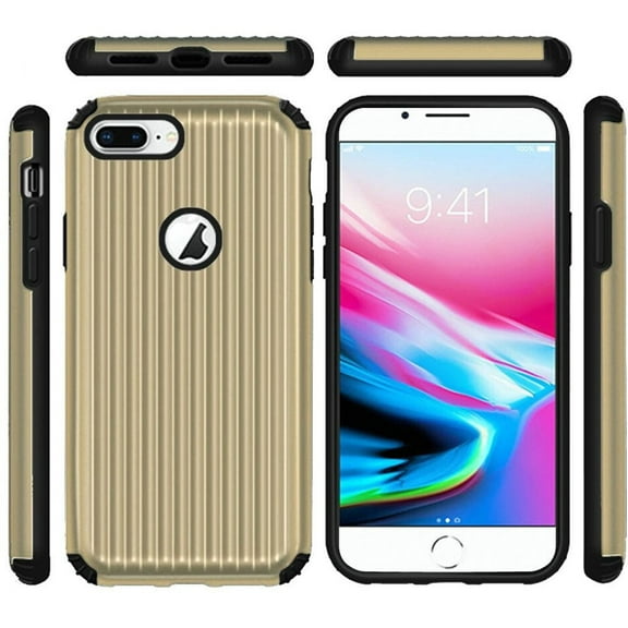 GSA Slim Tough Hybrid Case For iPhone 8 Plus, 7 Plus, 6 Plus (5.5")Gold/Black