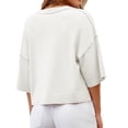 thumbnail image 5 of Half Sleeve Womens Knit Outfits Cropped Button Down Tops Oversized Lightweight Ribbed Knit Cardigan Sweaters, 5 of 5