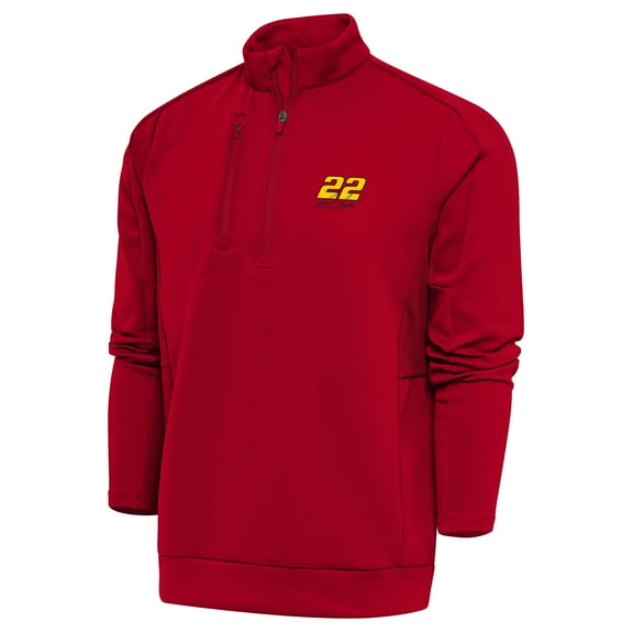 Men's Antigua Red Joey Logano Generation Quarter-Zip Pullover Top