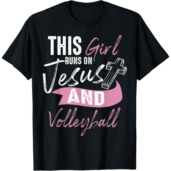 Cool Volleyball Gifts For Women Funny Teen Girl Run On Jesus T-Shirt