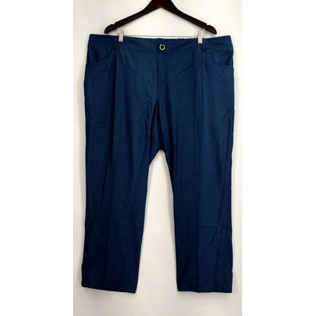 IMAN Petite Size Pants 3XP Button Closure Faux Fly Denim Look Blue