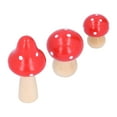 thumbnail image 6 of M Buder Wooden Mushroom Decor 3 Pcs Set Cute Desktop Figurines Red Colorful Ornaments for Home Office Living Room Nursery Decoration 2.87 inches / 7.3 cm Tall Crafted Art Knick-Knacks, 6 of 9