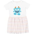 thumbnail image 3 of Inktastic Cute Monster, Blue Monster, Funny Monster, Horns Girls Toddler Dress, 3 of 5