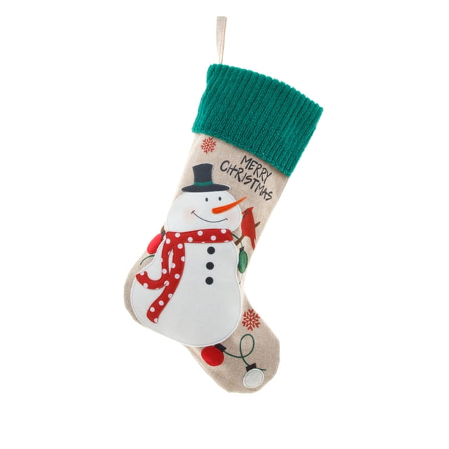 Fiudx Media Navideña con Diseños de Papá Noel y Muñeco de Nieve, Tela de Lino Suave, Ideal para Decoración Navideña, Soporte para Regalo Festivo, Práctico Lazo para Colgar, 1 Unidad Por Paquete