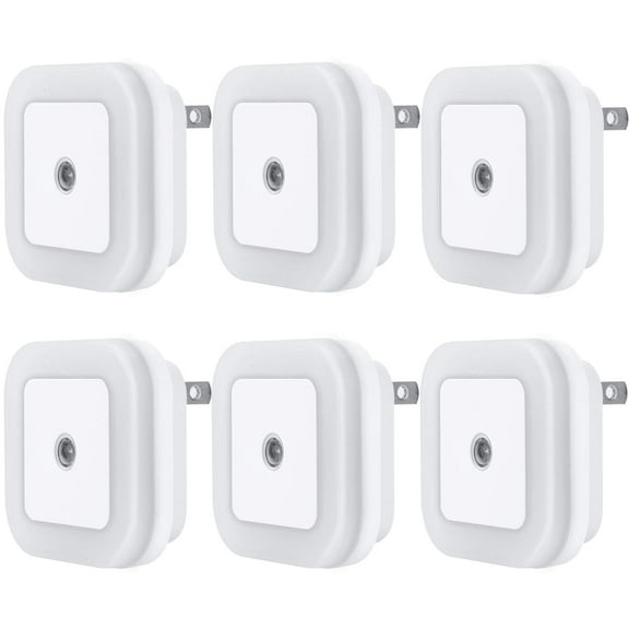 6-Pack LED Night Light Lamp with Smart Sensor Dusk to Dawn Sensor, Daylight White, 0.5W Plug-in