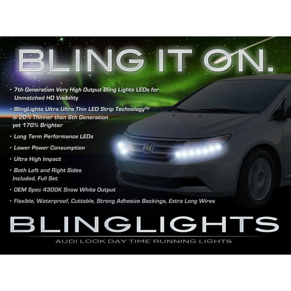 For The Honda Odyssey LED DRL Head Lights Strips Day Time Running Lamps Kit