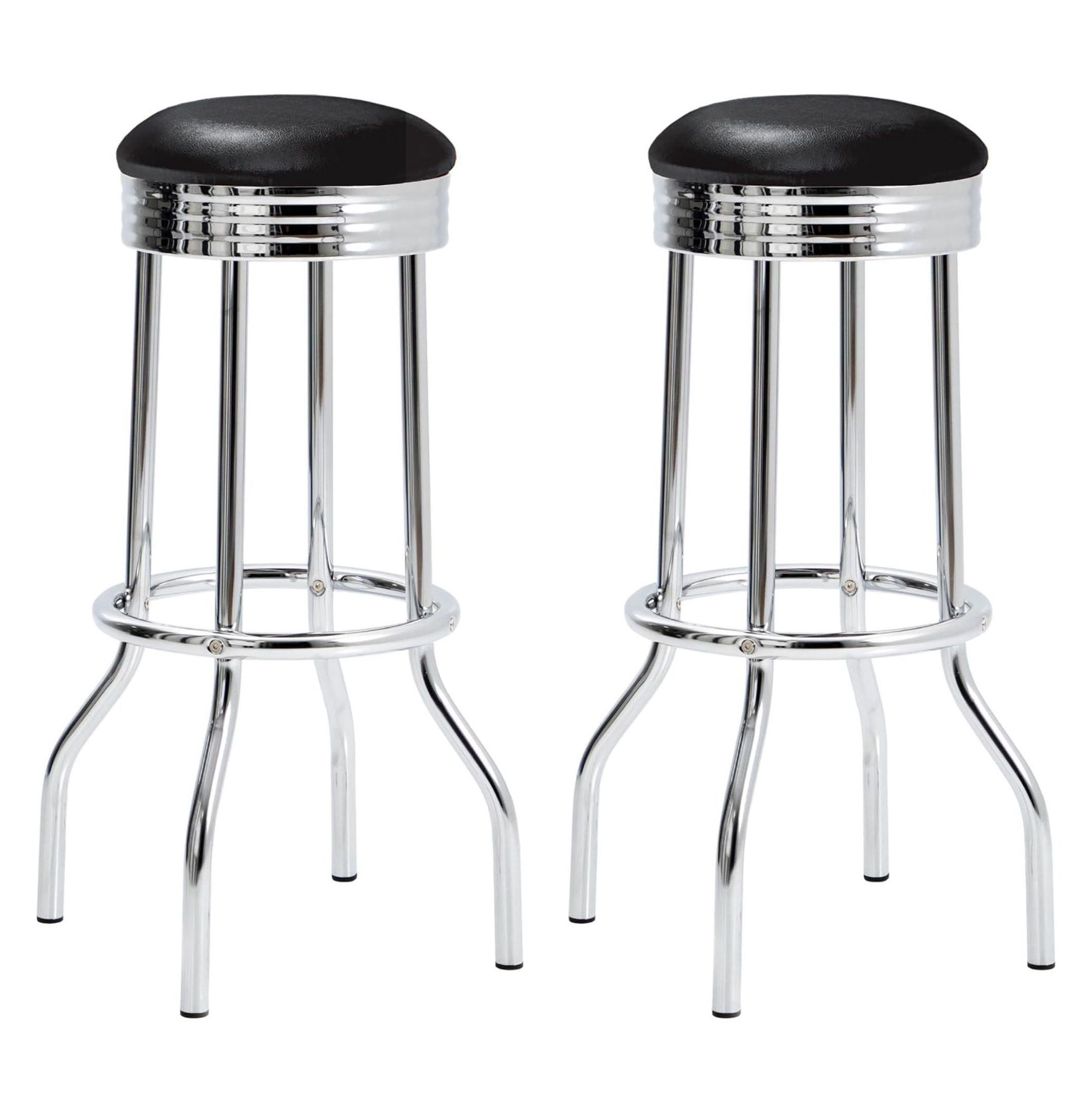 Black and Bar Height Stool (Set of 2)