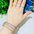 thumbnail image 4 of 585 Rose Gold CZ Bridal Party Jewelry Cross Open Cuff Bracelet Bangle Ring Set, 4 of 9