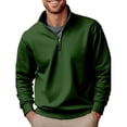 thumbnail image 2 of Blekii Men's Fleece Lined Quarter Zip Sweatshirt, Thickened Stand Collar Pullover Top, Solid Color Warm Layer for Winter, Soft Plush Interior, Casual Sporty Design, Ideal for Cold, 2 of 5