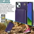 thumbnail image 6 of iPhone 14 Plus Crossbody Wallet Case, Zipper Pocket Phone Case Cross Body Strap with RFID Blocking Carring Bag Credit Card Premium Leather For iPhone 14 Plus - 6.7", Purple, 6 of 9