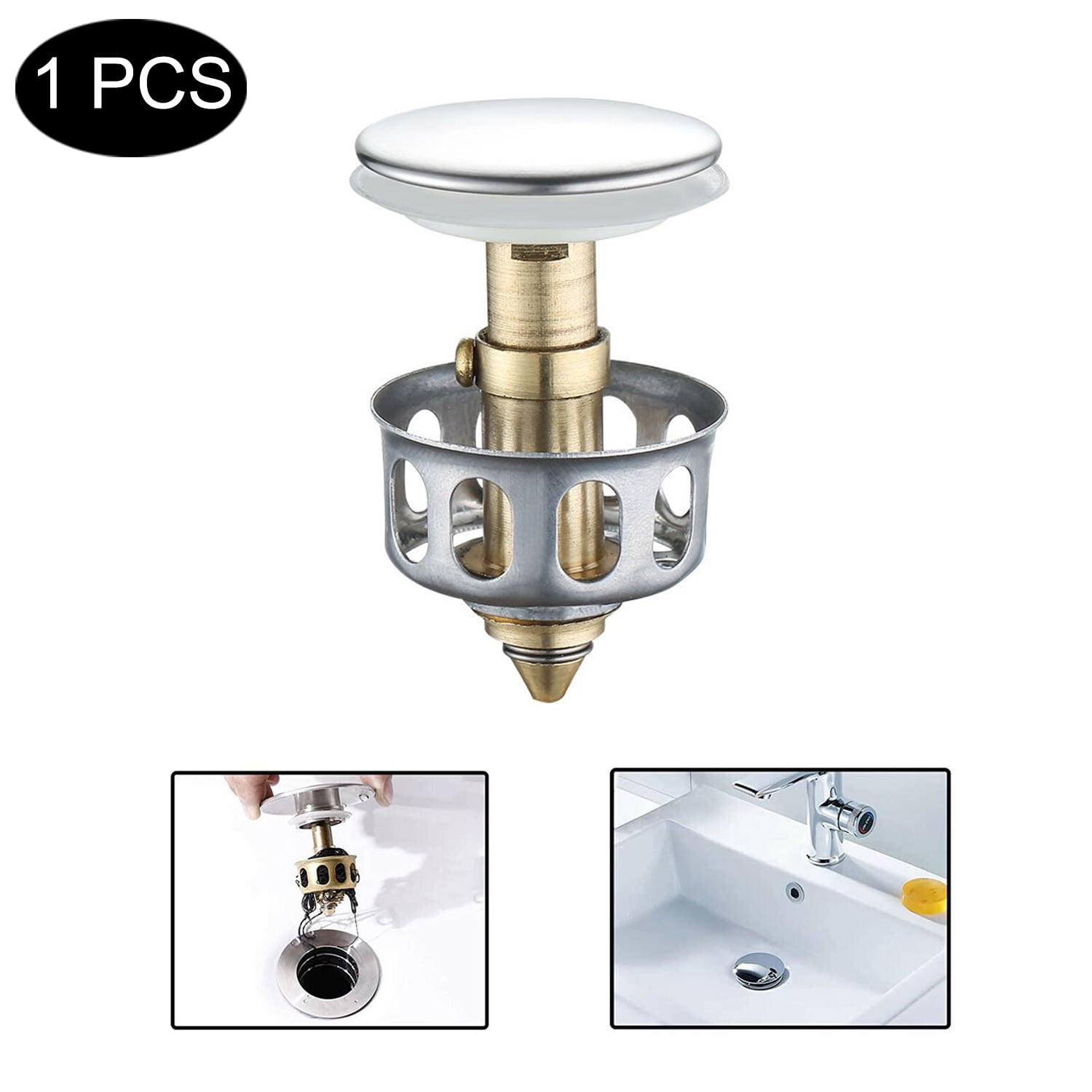 Universal wash basin bounce drain filter Pop Up Bathroom Sink  Drain Plug NEW 