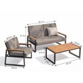thumbnail image 5 of Outdoor Furniture Set, Lofka Patio Sectional Furniture Set with Rectangle Wooden Table and Heavy-Duty Metal Frame, Seating for 4, Gray Cushion, 5 of 8