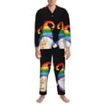 thumbnail image 3 of Salouo Lgbt Gnome Print Button-Front Long Sleeve Pajama Set for Men, Soft 2Pjs Men's Long Sleeve Sleepwear-XX-Large, 3 of 7