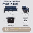 thumbnail image 3 of ALAULM Aluminum Patio Furniture Set with Propane Fire Pit Table 5-seat Metal Outdoor Furniture w/Fire Pit Patio Sectional Sofas w/5.1" Cushions for Patio, Backyard, Poolside-Navy Blue, 3 of 6