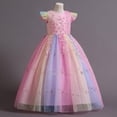 thumbnail image 3 of IDOPIP Girls Long Communion Princess Lace Dresses Flower Bridesmaid Pageant Party Wedding Floor Length Dance Evening Formal Gowns 11-12 Years Rainborw Pink, 3 of 7