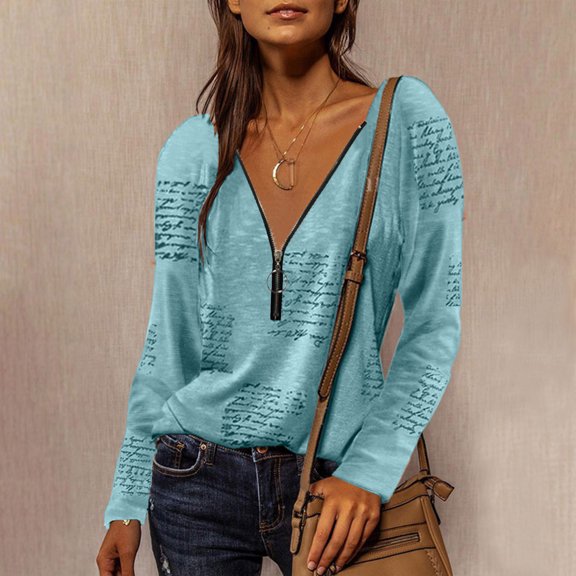 Aayomet Crop Tops Womens Crewneck Pullovers Color Block Long Sleeve Side Split Pockets Tunic Tops,Light Blue M