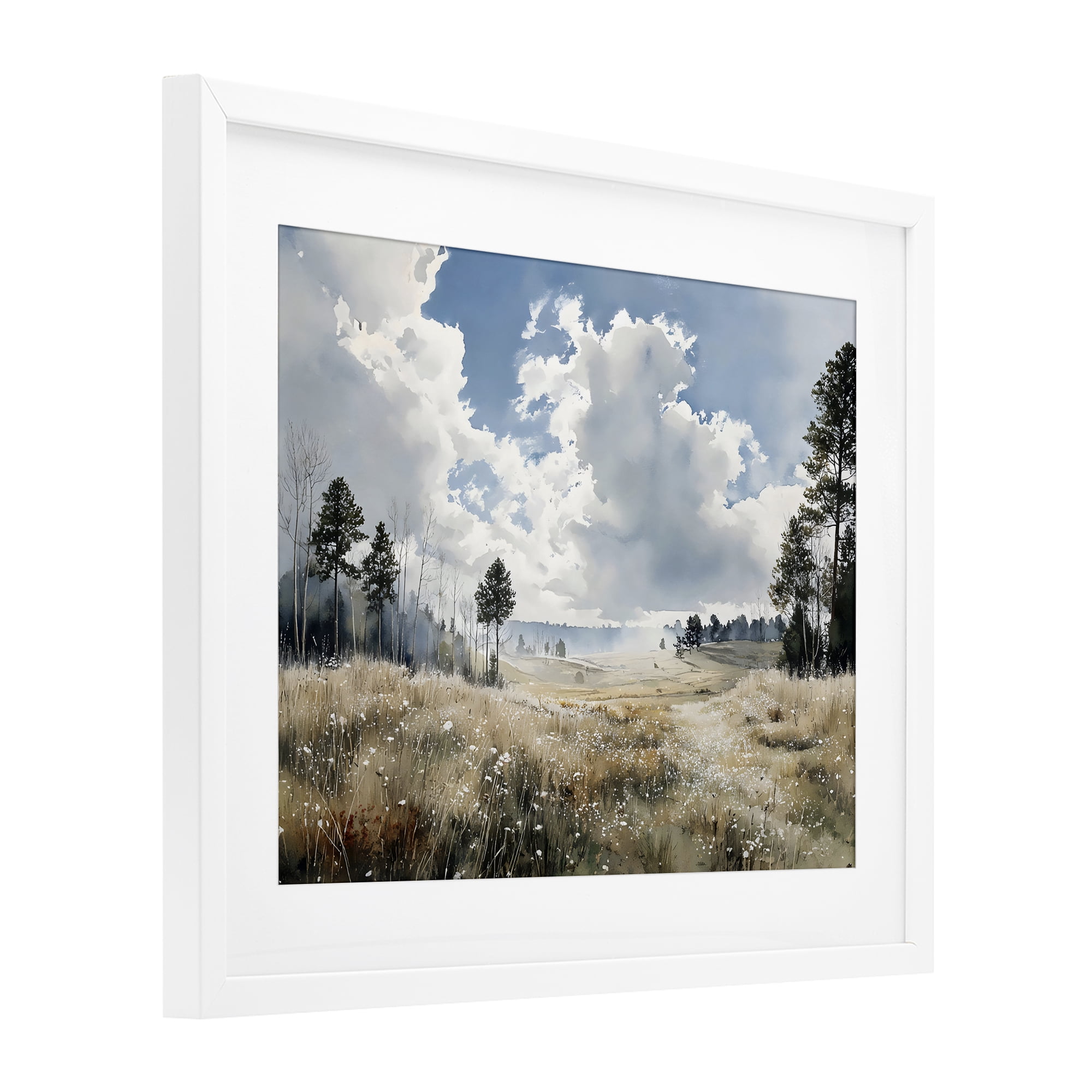 Stupell Industries Blue Kissed Landscape White Framed Print Under Glass, design by Franklyn Gregory